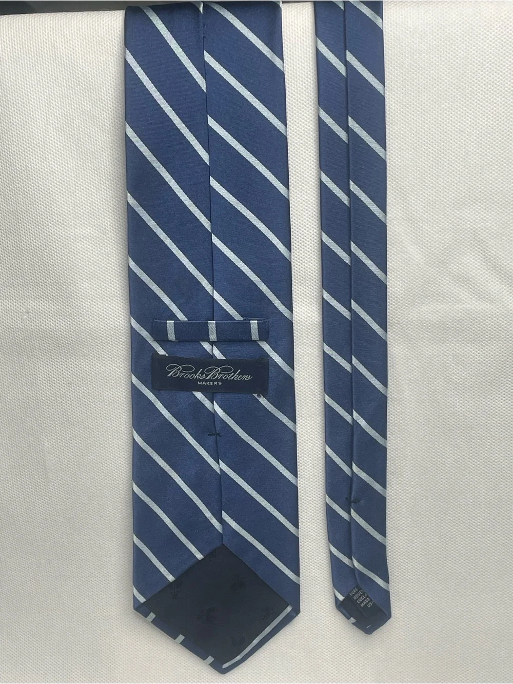 Brooks Brothers Makers Repp Silk Tie Navy Blue Preppy Striped Textured Necktie